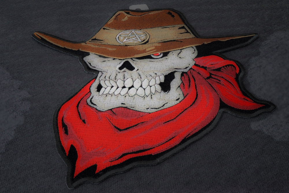 Red Scarf Cowboy Skull Patch