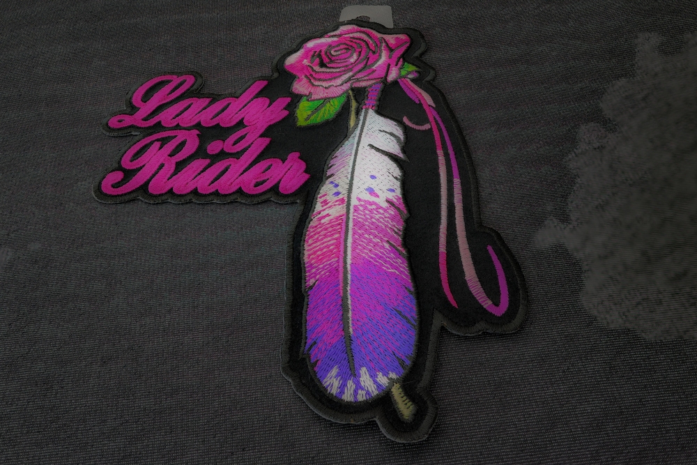 Lady Rider Rose and Feather Patch