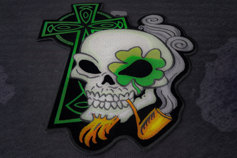 Irish Cross Skull Goaty and Pipe Patch