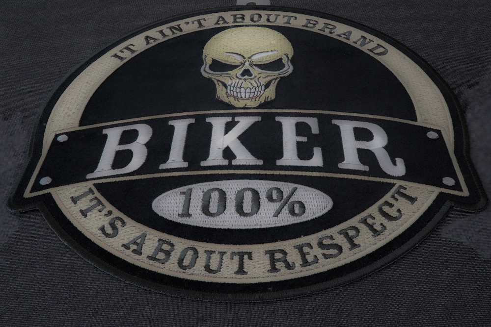 It Aint About Brand Biker 100% Its All About Respect Skull Patch