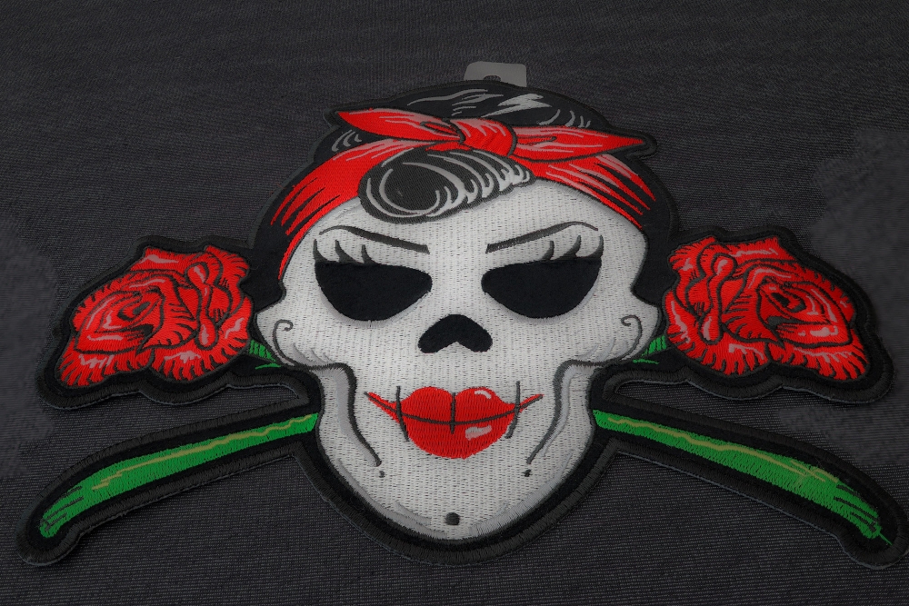 Girly Skull and Roses Patch