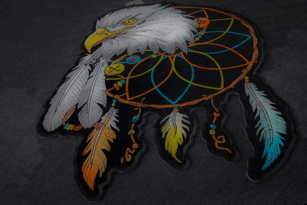 Eagle and Feathers in Dream Catcher Patch