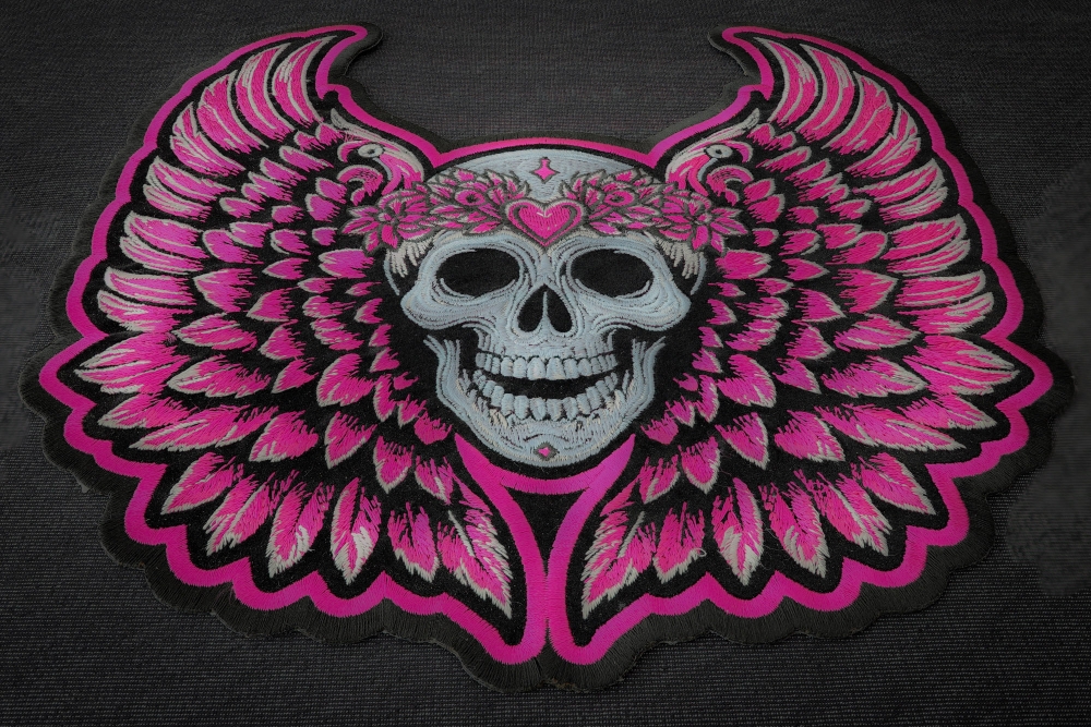 Pink Angel Wings Skull Patch